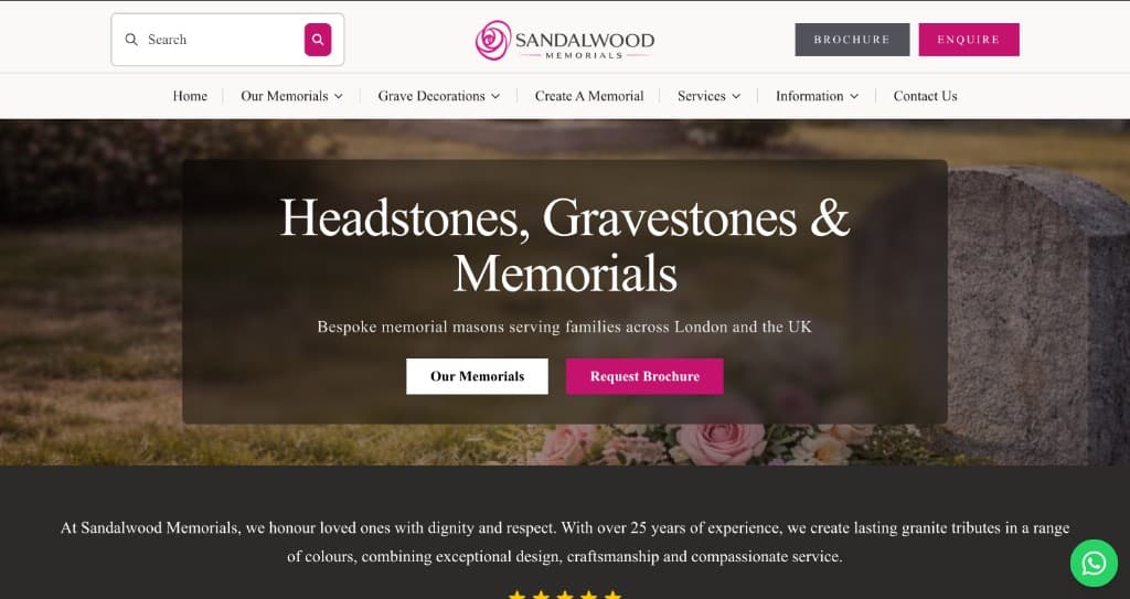 Sandalwood Memorials website case study