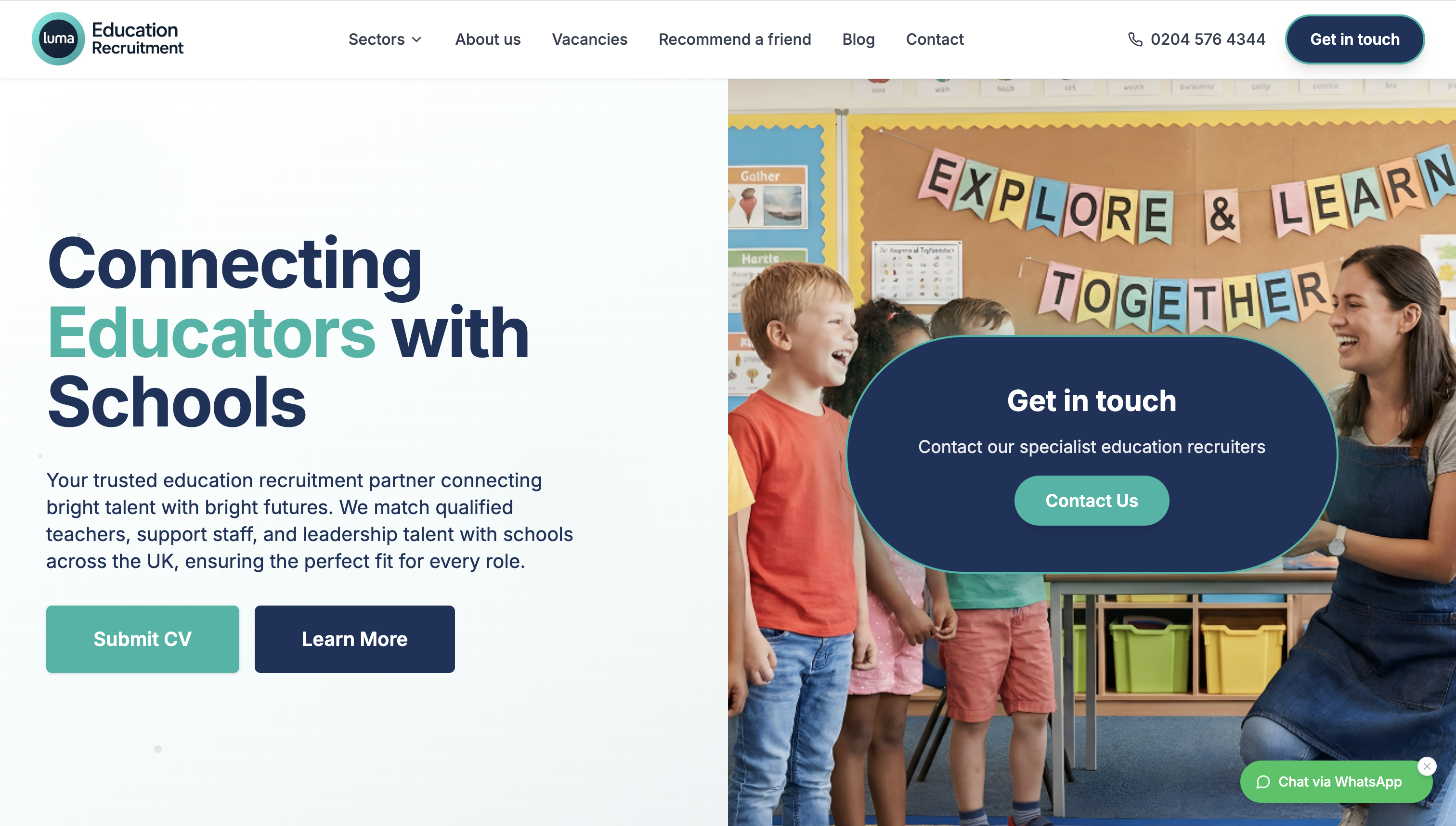 Luma Education Recruitment - Web design and development case study showcase